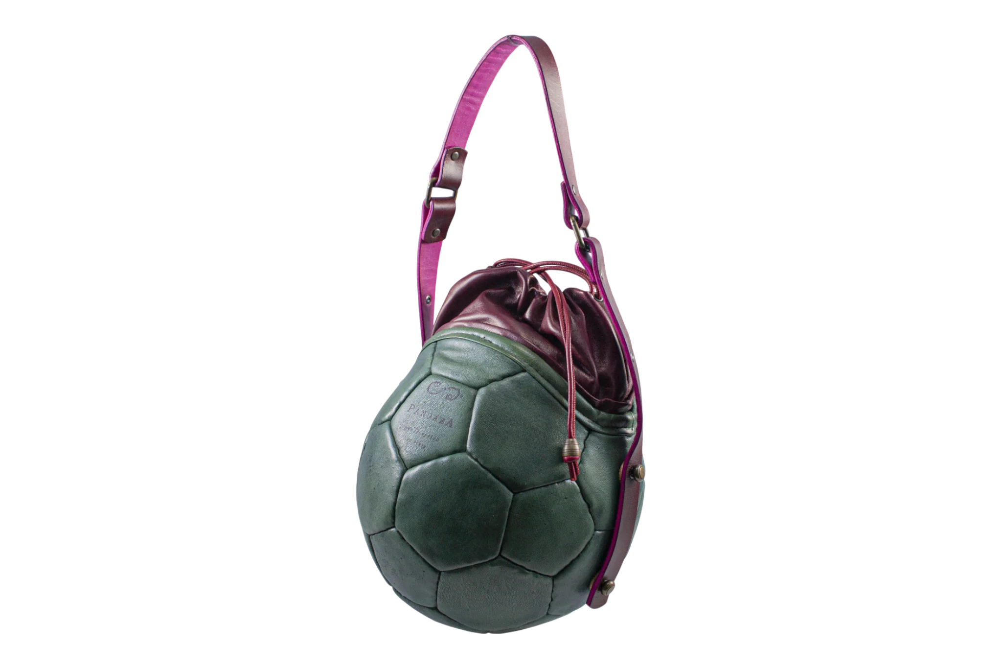 PANGAEA Round Bag verde alga con chiusura bordeaux, esempio di composizione già realizzata